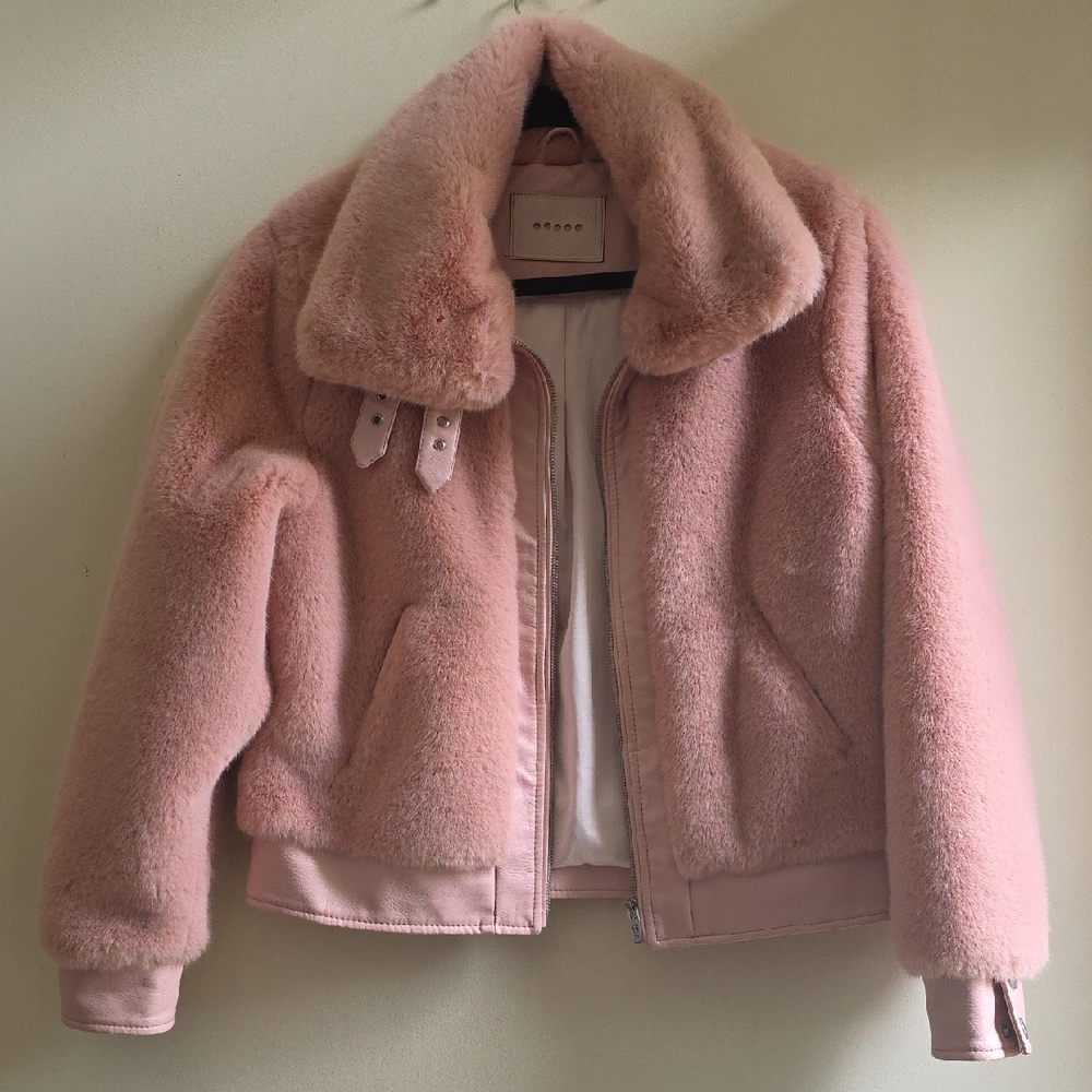 Blank NYC Soft Pink Teddy Jacket